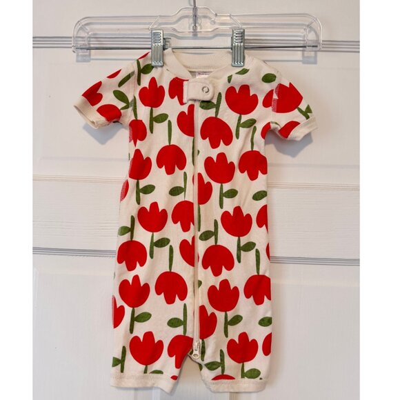 Hanna Andersson Other - Hanna Andersson Dreaming of Red Tulips Baby 2-Way Zip Shortie Sleeper 6-12 Mo.